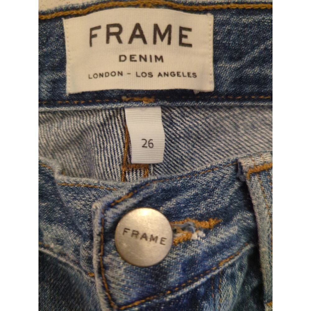 Frame Denim Nouveau Le Mix Jeans Colorblocked Distressed Cropped Size 26 - Picture 16 of 16